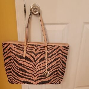 Michael Kors Pink and Brown Tote Bag